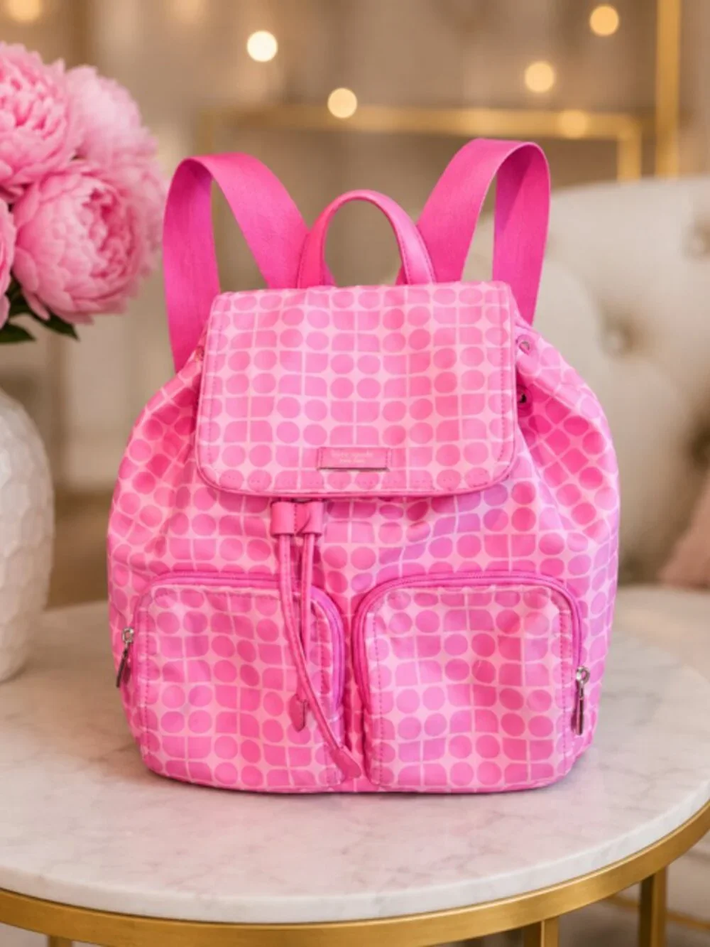Kate Spade Pink & Red Polka Dot Backpack